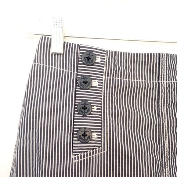 Talbots Navy & White Nautical Seersucker Striped Skirt - Picture 2 of 7